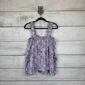 Moodie Women's Purple Floral Spring Tiered Sleeveless Tank Size Medium